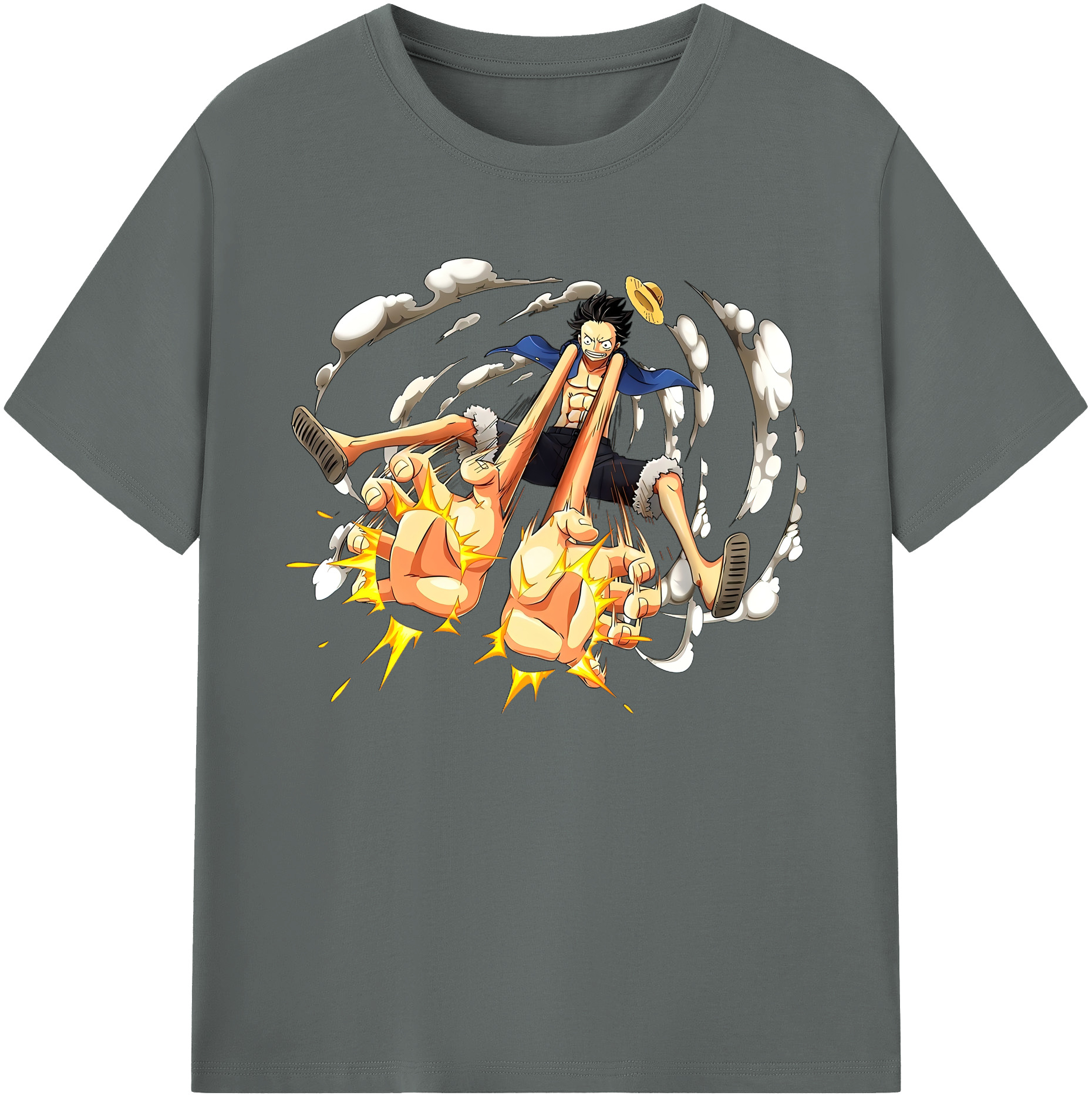 ワンピース モンキー・D・ルフィ ONE PIECE Monkey D. Luffy 綿100％ メンズ半袖Tシャツ｜肌触りやわらか＆通気性